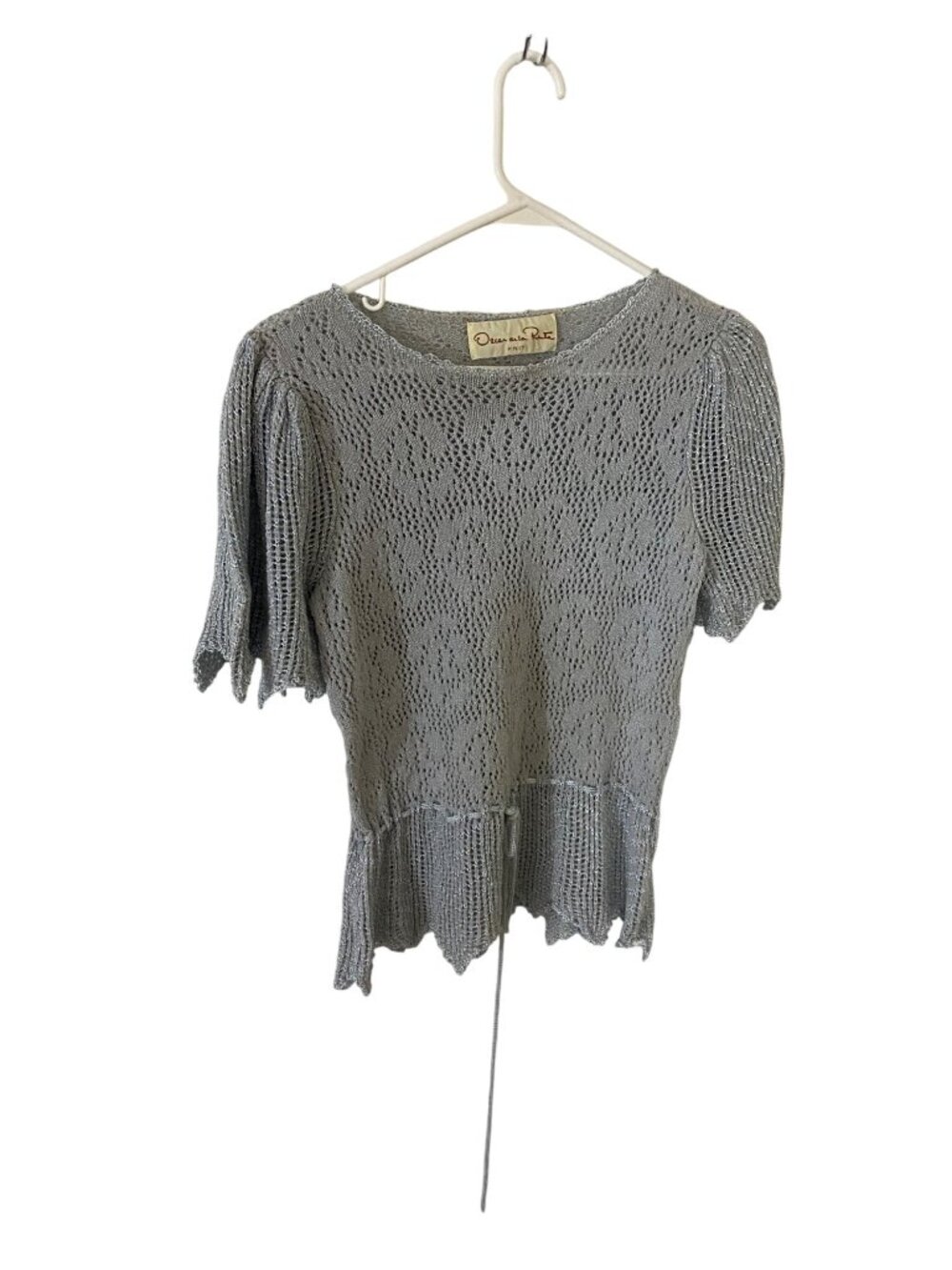 Vintage Oscar De La Renta Knit Women's Grey Knit Top - 10